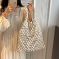 thumbnail image 3 of Bolso de paja tejido de malla ahuecado de verano de marca de diseñador, bolsos de playa para vacaciones para mujeres, bolso de mujer, venta caliente, 3 of 4