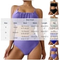 thumbnail image 3 of Women's Solid‑Color High‑Waist Two‑Piece Bikini Set Padded Wire‑Free Loose Spaghetti Strap Split Swimsuit Purple S(S), 3 of 6