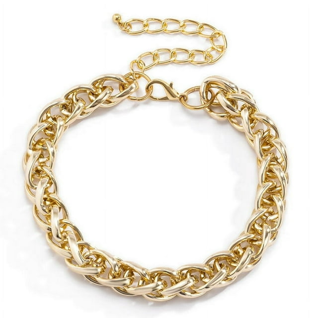 Collier Ras du Cou Punk Hip Hop pour Femmes Collier Gothique Cubain Épais