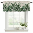 thumbnail image 2 of Palm Leaves Tropical Valances for Windows, Decorative Rod Pocket Window Valance Curtains, Green Botanical Summer Linen Short Curtain Drapes for Kitchen/Bathroom/Living Room, 2 Panels, 42" W x 12" L, 2 of 8