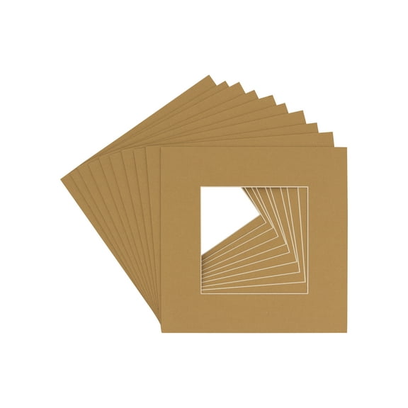 Rattan Acid Free 12x12 Picture Frame Mats with White Core Bevel Cut for 8x8 Pictures - Fits 12x12