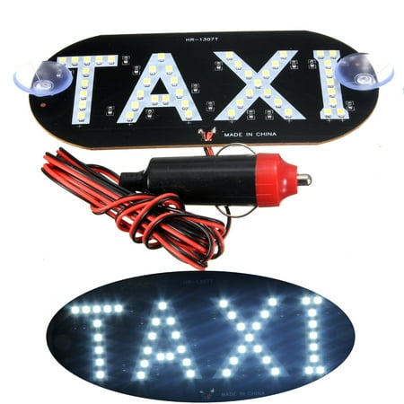 - 12V White Taxi Cab Roof LED Sign Light Inside Windshield Lamp Cigarette Socket