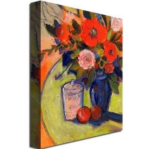 Trademark Art "Red Flowers with Jar" Canvas Wall Art by Shelia Golden