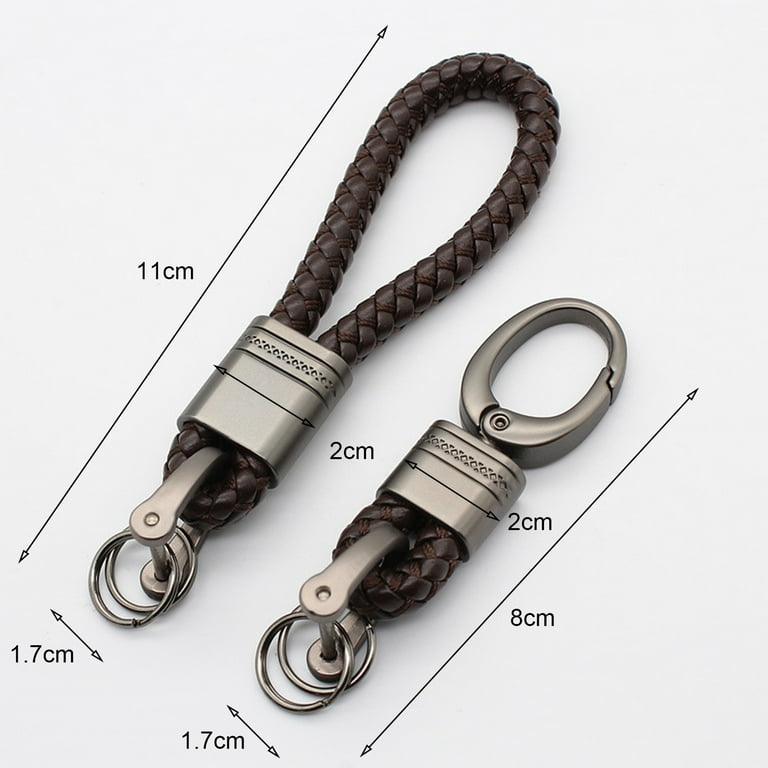 Farfi Car Key Chain Hand-woven Faux Leather Braided Rope Snap Hook