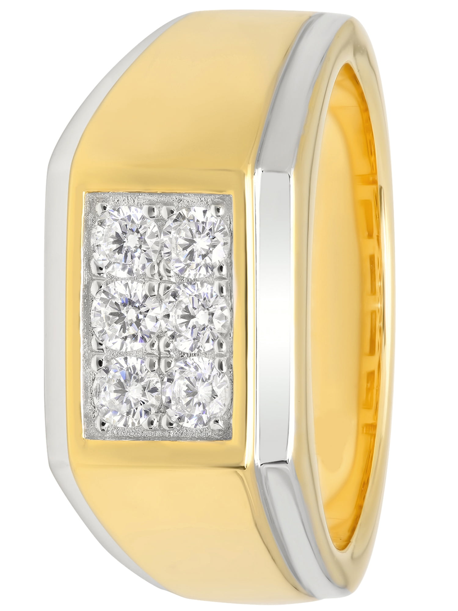 Mens 14K Gold Plated Sterling Silver Cubic Zirconia - Mens Ring