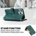 thumbnail image 5 of Dteck for Samsung Galaxy S20 Wallet Case, Magnetic 9 Card Slots Removable Adjustable Crossbody Lanyard Shoulder Strap Wristlet Zipper PU Leather Folio Case,Green, 5 of 5