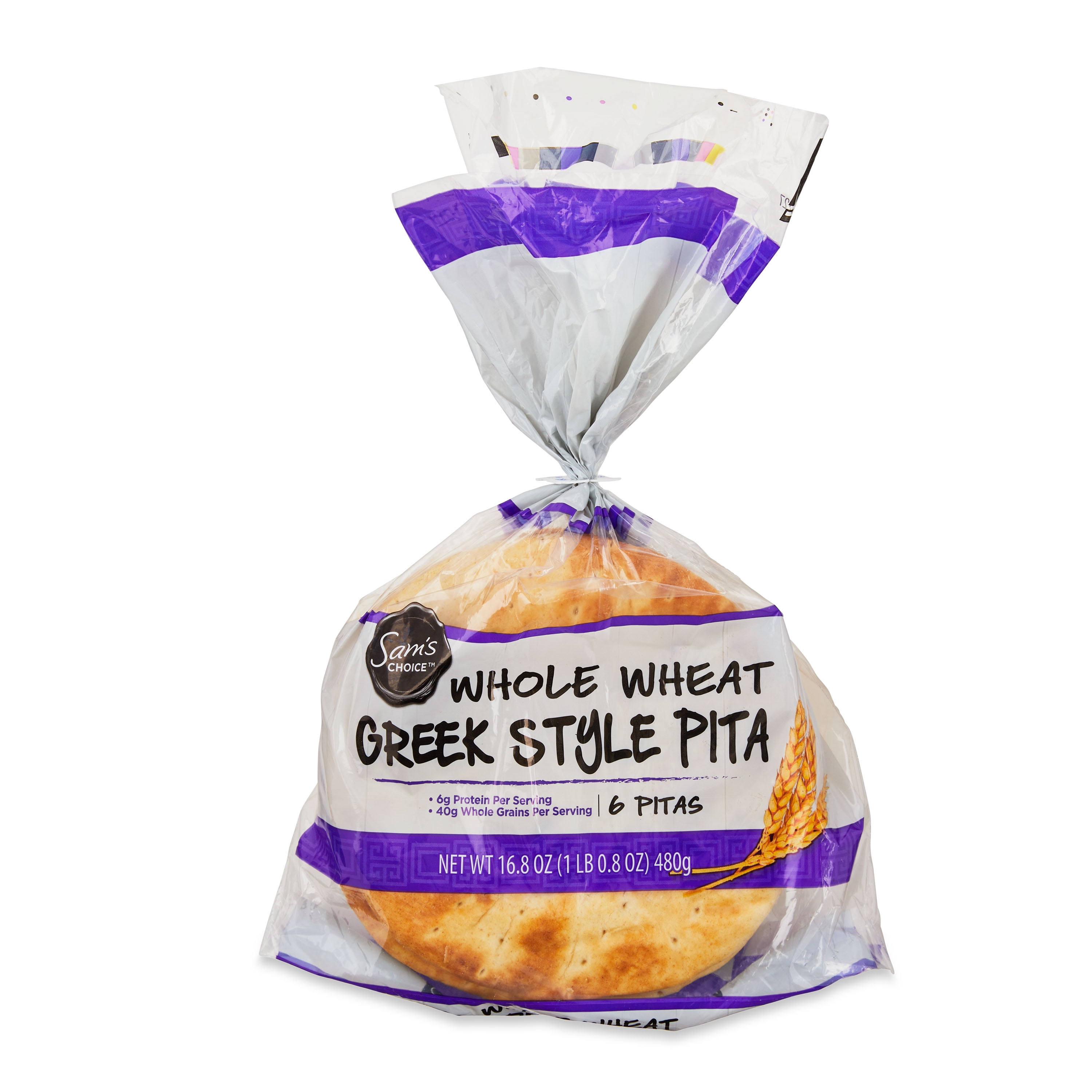 Sam's Choice Whole Wheat Greek Style Pita, 16.8 oz, 6 Count