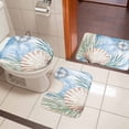 thumbnail image 5 of Orange Shell Bathroom Rugs Set Watercolor Retro Shells Compass Green Seagrass Non Slip Absorbent Soft Bath Mats 3 Piece Set with Bathroom Rug, U-Shaped Floor Mat, Toilet Seat Cover Large Size, 5 of 9