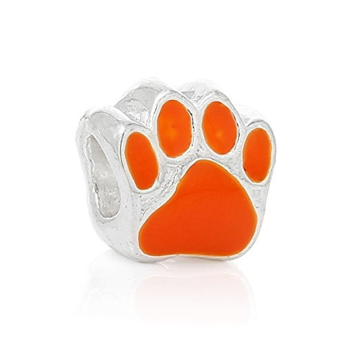 Orange Bear Paw Charm Bead