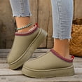 thumbnail image 3 of Botas de nieve de suela gruesa para mujer, para exteriores, otoño e invierno, con forro polar reforzado, con puntera cerrada integrada, zapatillas de piel para mujer, 3 of 6