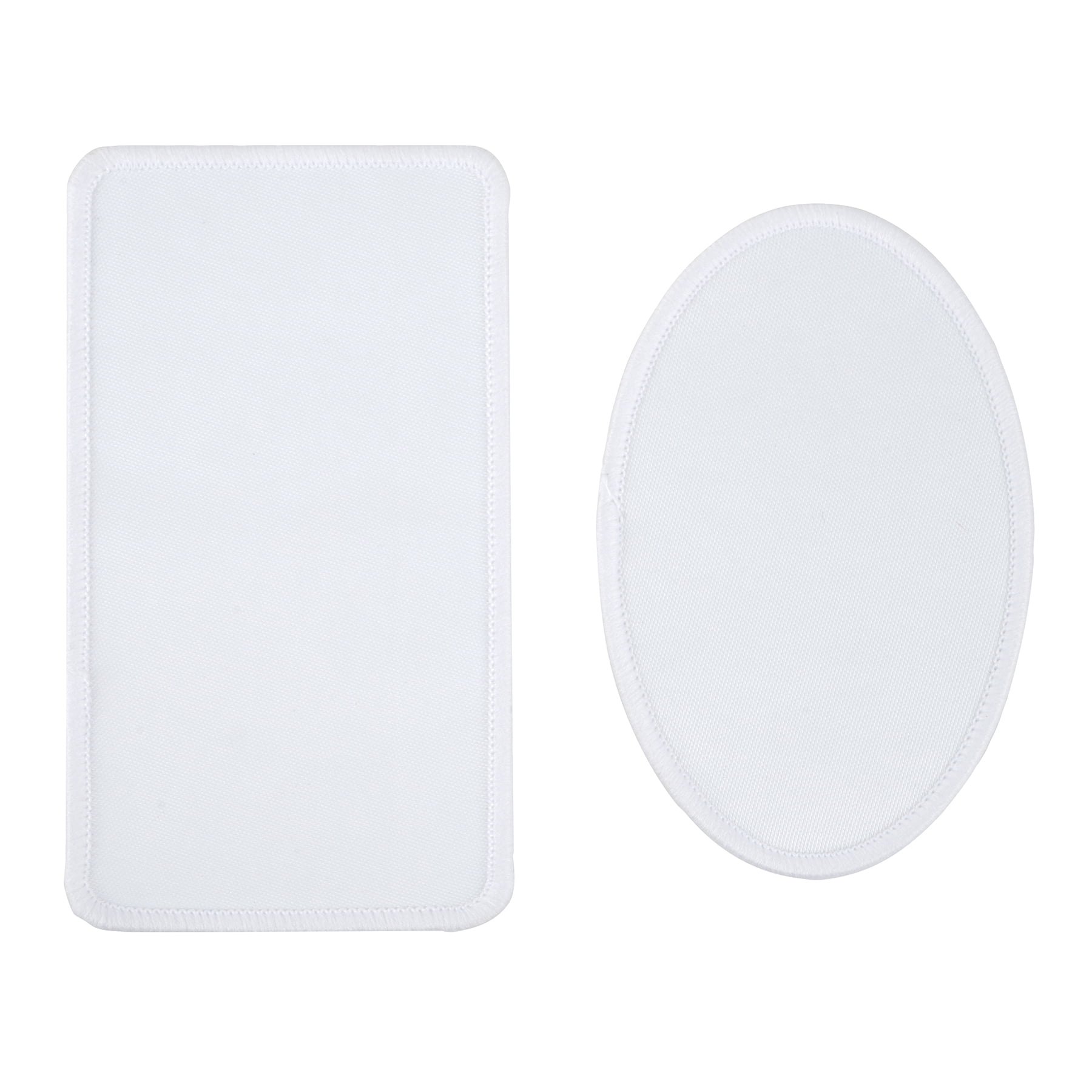 Rectangle & Oval Sublimation Patches by Make Market – White Polyester Iron-On Blanks for Heat Transfer Designs - 12 Pack