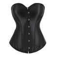 thumbnail image 1 of Top tipo bustier con corsé y cintura deshuesada, botones frontales y túnica sexy - Negro, 1 of 5