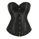 thumbnail image 1 of Corsé hasta cintura deshuesada Cincher Bustier Top Túnica sexy con botones delanteros - Negro, 1 of 5