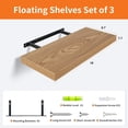 thumbnail image 3 of Floating Shelves for Wall Set of 3, 16" Rustic Wood Wall Shelves for Home Decor, Frame Display Wall Mounted Floating Shelf for Living Room, Bedroom, Bathroom, Kitchen, 3 of 12