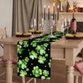 thumbnail image 3 of St. Patrick's Day Cotton Linen Table Runner for Dining Kitchen, Watercolor Green Shamrock Polka Dots Black Wedding Outdoor Party Tablerunners, Dresser Scarf Coffee Tablecloth Runners 13x70 Inches, 3 of 9