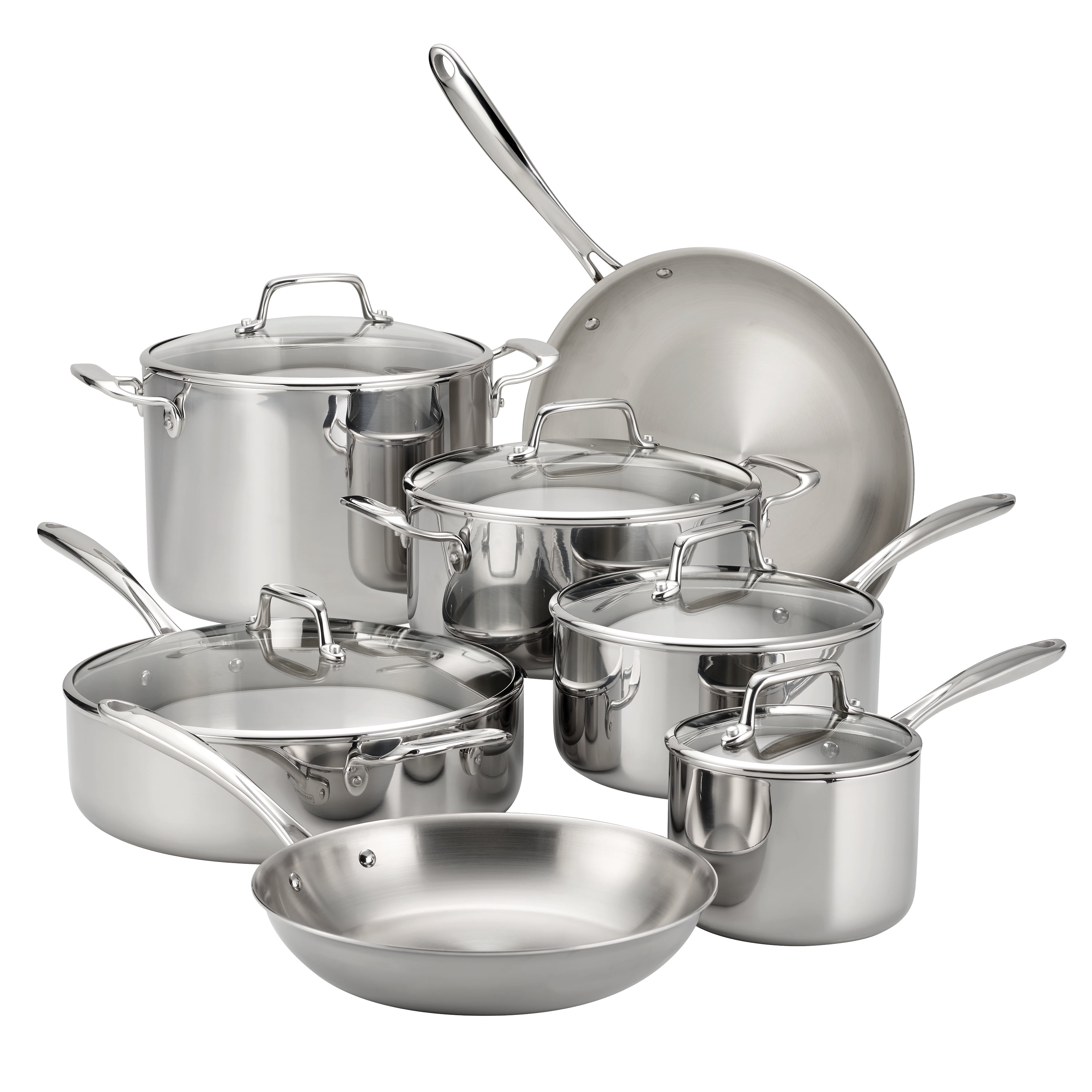 12 Pieces Gourmet TriPly Clad Cookware Set Cooking Pots And Pans Stainless Steel 