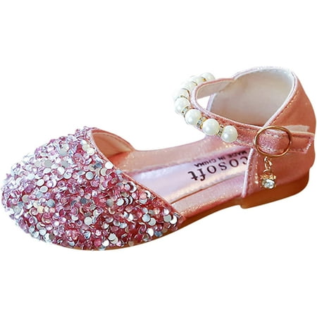 

QWZNDZGR Toddler Little Girl Dress Shoes Bridesmaids Shoes Glitter Ballet Flats Flats Flower Girl Party School Shoes