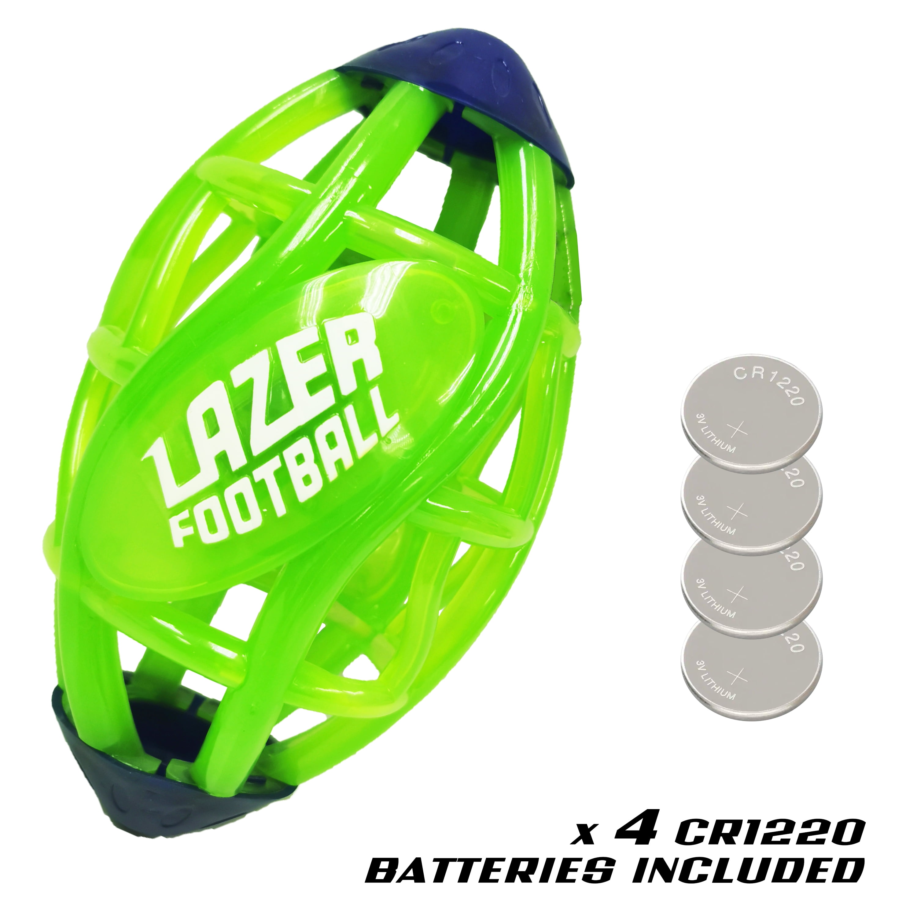 (3 pack) Lazer Light Up Glow Rubber Toy Football, Green, Pee Wee Size 5