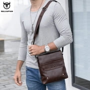 BULLCAPTAIN Men's Bag Leather Messenger Shoulder Bag Leather Messenger Handbag Men's Fashion Business Bag