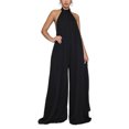 thumbnail image 1 of Wangsaura Women Sleeveless Halter Jumpsuit with Wide Leg Backless Clothing, 1 of 7
