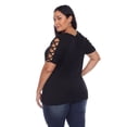 thumbnail image 3 of White Mark Women's Keyhole Neck Cutout Short Sleeve Top, 3 of 6