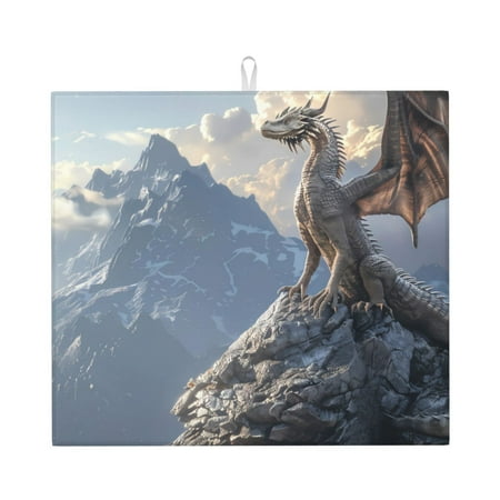 

Matuu Silver Dragon Mountain Peaks for Dish Drying Mat for Kitchen Counter for Kitchen and Dining Kitchen Counter Accessories 16 x18