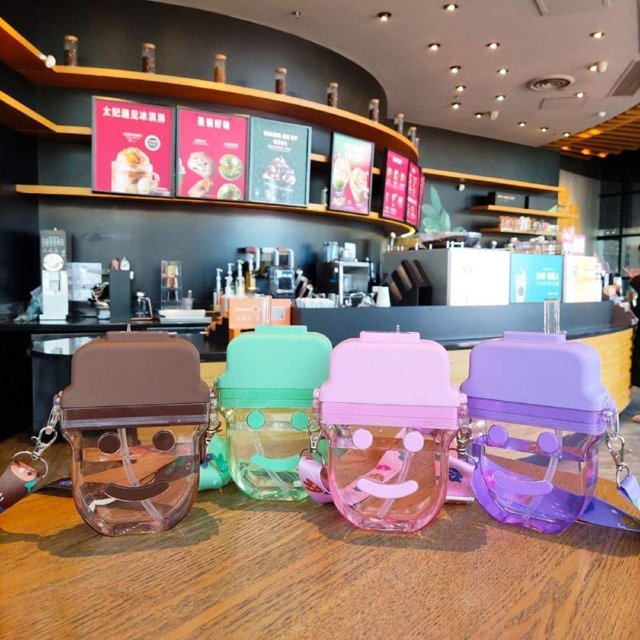Iumwxz Water Jug Lovely Water Bottle Straw Leakproof Plastic Shoulder Strap Drinking Kettle Water Pitcher Glass Pitcher Pink Plastic Rollback