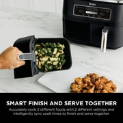 Ninja Foodi 4-in-1 Air Fryer, 8-Qt 2-Basket DualZone FlexBasket, DualZone Technology, 4 Functions, Smart Finish Cook 2 Foods 2 Ways, DZ100 Black