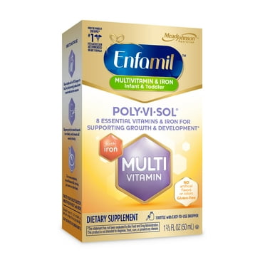 Enfamil Poly-Vi-Sol 8 Multi-Vitamins & Iron Supplement Drops for Infants & Toddlers, Supports Growth & Development, 50 mL Dropper Bottle
