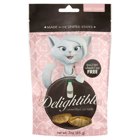 Delightibles Dairy Flavored Center-Filled Cat Treats, 3 oz - Walmart.com
