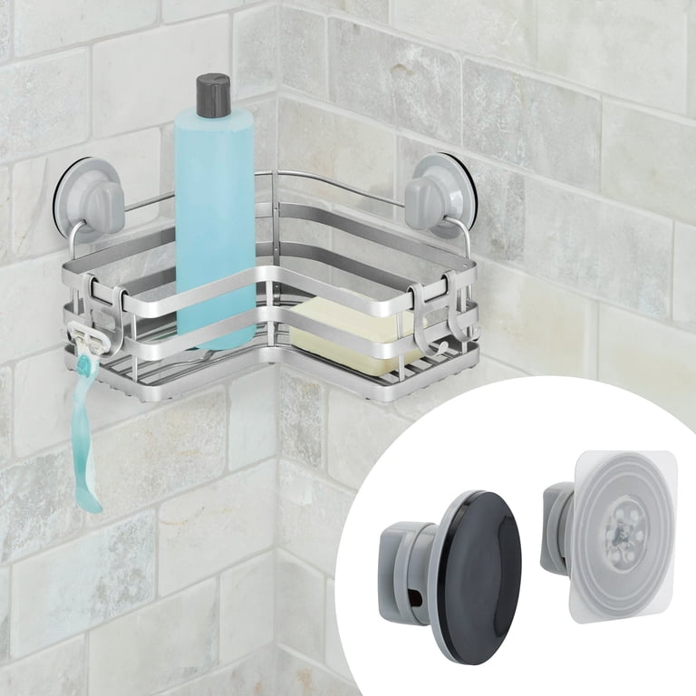 Better Homes & Gardens L-Shape Steel Shower Storage Basket, Satin Nickel photo 1