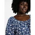 thumbnail image 4 of Terra & Sky Women's Peplum Top with Short Puff Sleeves, Sizes 0X-5X, 4 of 5