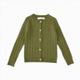 thumbnail image 3 of KPOPLK Girl's Cute Print Cardigan Sweaters Bow Button Down Sweater Crewneck Cardigan Long Sleeve Knitted Outerwear Green Size 7-8 Years, 3 of 5