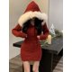 thumbnail image 2 of Vestido de punto con capucha para mujer, ajustado minivestido de una pieza Y2k, elegante, coreano, invierno, Navidad, 2023, 2 of 4