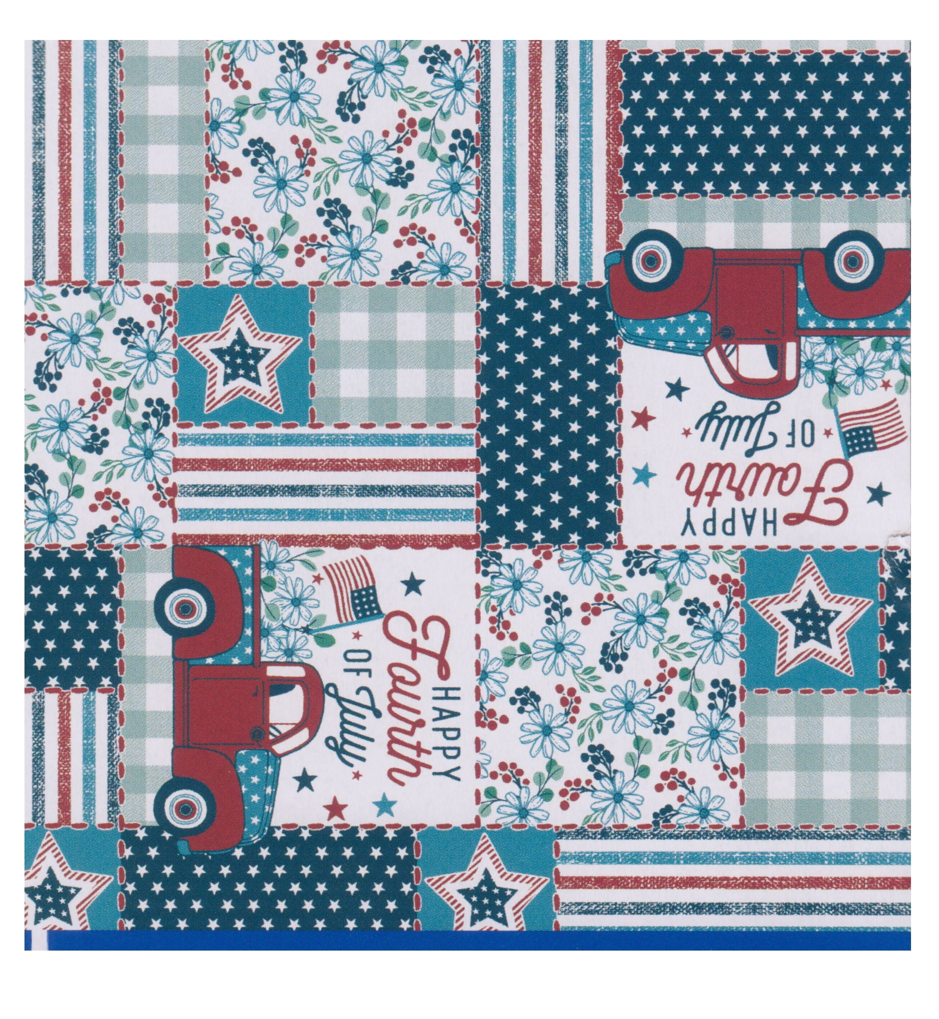 Patriotic Fireworks PEVA Vinyl Tablecloth Red White and Blue Flannel Backed Americana Rectangle Patriotic Blue & White Stars, 52 x 70