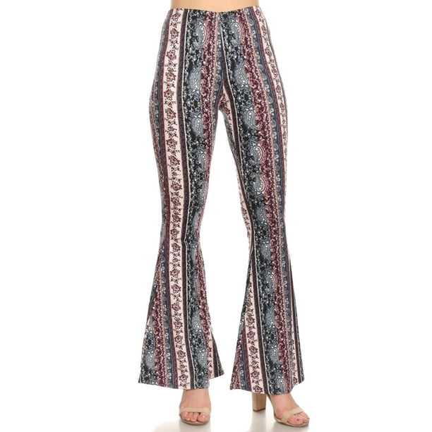 Clothingave Soft Stretchy High Waist Boho Bell Bottom Flare Pants Walmart Com Walmart Com