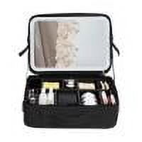 JMYHOAM Handheld Makeup Organizer Mirror with LED Cosmetic Bag Storage