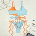 thumbnail image 3 of Generic Two Piece Swimsuit for Women Color Block Halter String Bikini Set Criss Cross Tie Side Cheeky Bathing Suit, 3 of 4