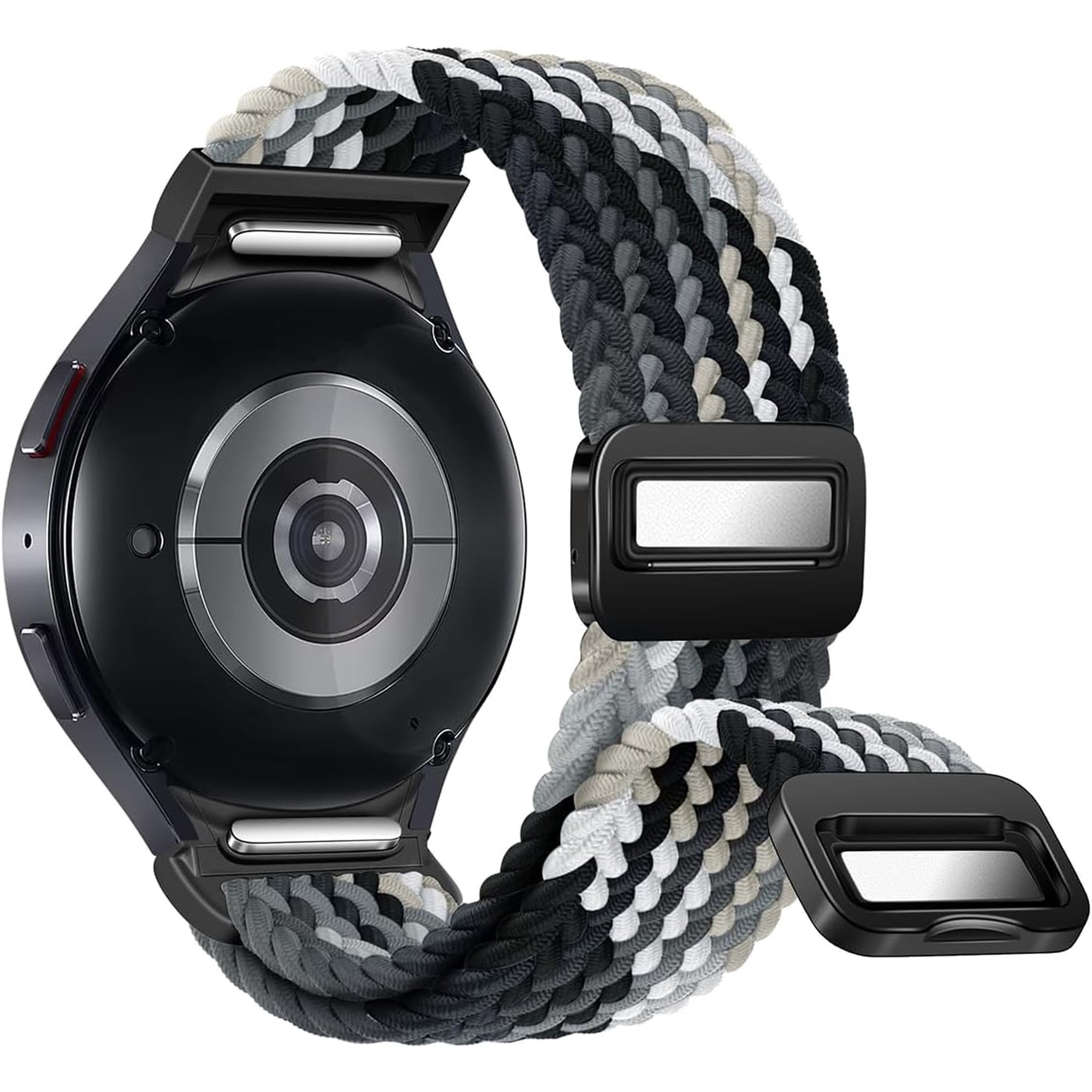 XIHAMA One Click No Gap Magnetic Braided Bands Compatible with Samsung Galaxy Watch 7 6 4 5 FE Band 40mm 44mm/Watch 6 4 Classic 47mm 43mm 42mm 46mm/Watch 5 Pro 45mm, 20mm Elastic Nylon Sport Strap Men