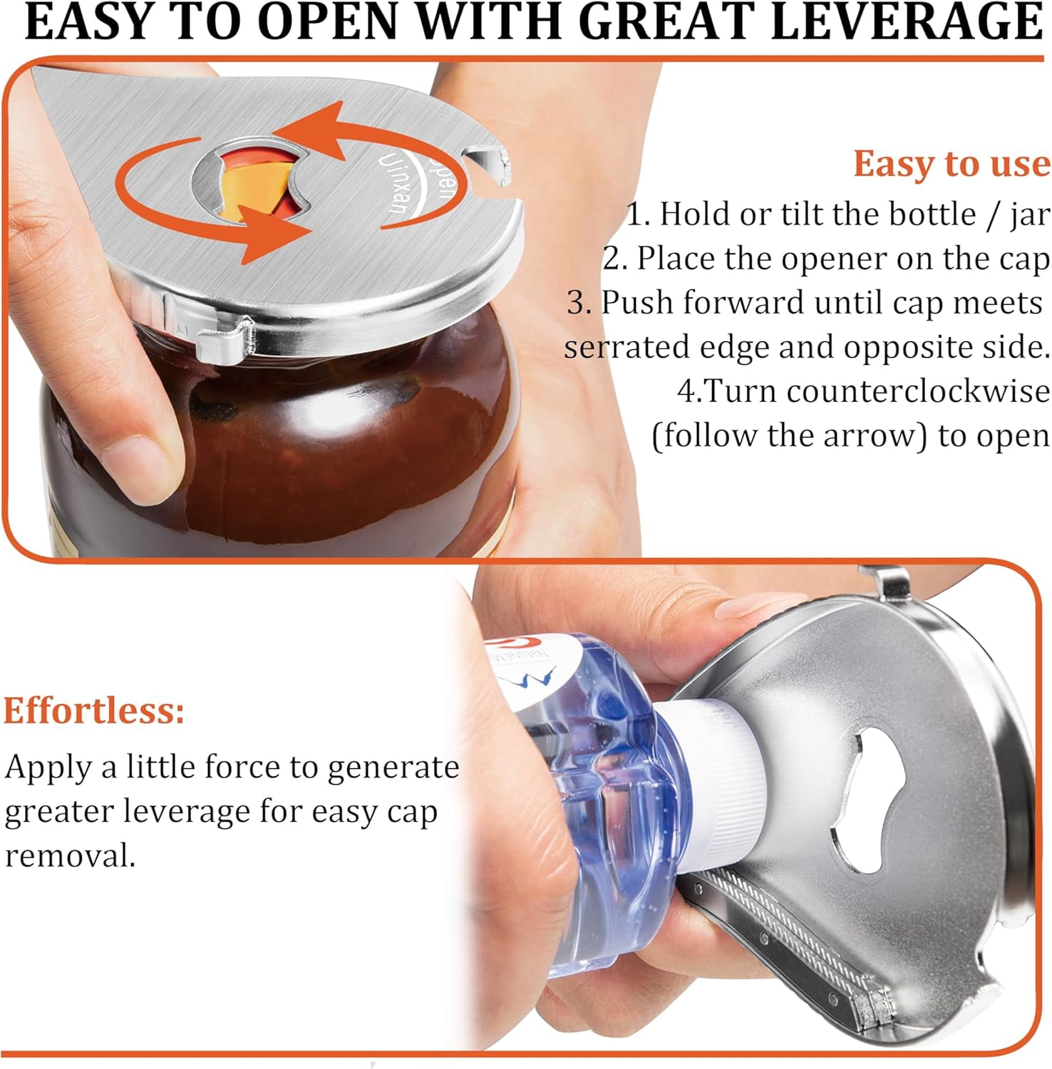 Jar Bottle Can Opener for Seniors Arthritis Weak Hands-Easy Twist Off Small Caps (0.6"-2.7"), Pop Top & Pull Tab Seals,Patent Unique Portable Multifunction Gadget for Elderly/Women/Men (Silver)