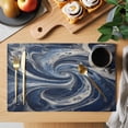 thumbnail image 2 of Navy Blue Abstract Placemats Set of 6 White Moire Abstract Place Mats Indoor Wipeable Table Mats Washable Cloth Dining Table Placemats for Kitchen Holiday Party Home Decor 13x19 Inch, 2 of 9