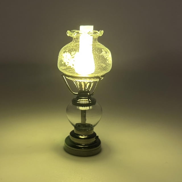 Lámpara de aceite de latón a escala 1:12 CUTICAT miniatura para dioramas jardín negro