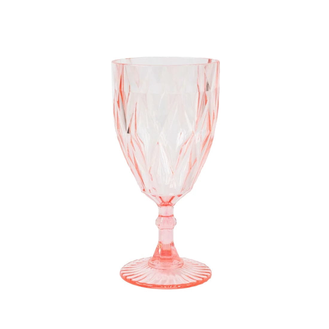 Balsa Circle 12 Blush 11oz Vintage Diamond Cut Plastic Wine Glasses Wedding Supplies