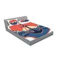 thumbnail image 2 of Ambesonne Nautical Fitted Sheet & Pillow Sham Set, Sea Waves at Sunset, Full, Red Blue Yellow, 2 of 2