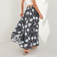 thumbnail image 4 of Douhoow Women Flowy Long Skirts Vintage Floral Print High Waist Swing Skirt with Pockets, 4 of 9
