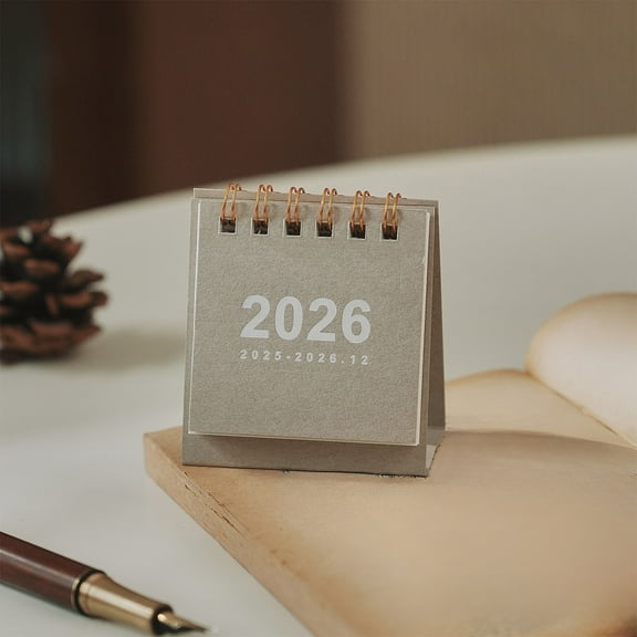 2026 New 2026 Small Desk Calendar Vintage Mini Small Calendar Desktop Ornament Student Portable Coil Calendar Planner