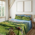 thumbnail image 2 of Ambesonne Mountain Fitted & Top Sheet Set with Shams, Alps in the Spring, Green Blue, 2 of 5