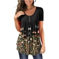 thumbnail image 1 of Generic Chemises à Manches Courtes pour Femmes, Tunique d'Été Décontractée Chic, Mode Automne 2024, Mignonnes Blouses pour Leggings, 1 of 4