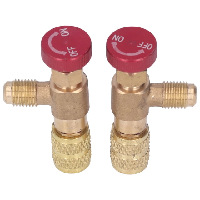 Refrigerant 2PCS Refrigeration Control Valve 1/4SAE Male Thread 5/16SAE Female Thread Refrigerant Charging Valve Adapter for R410A