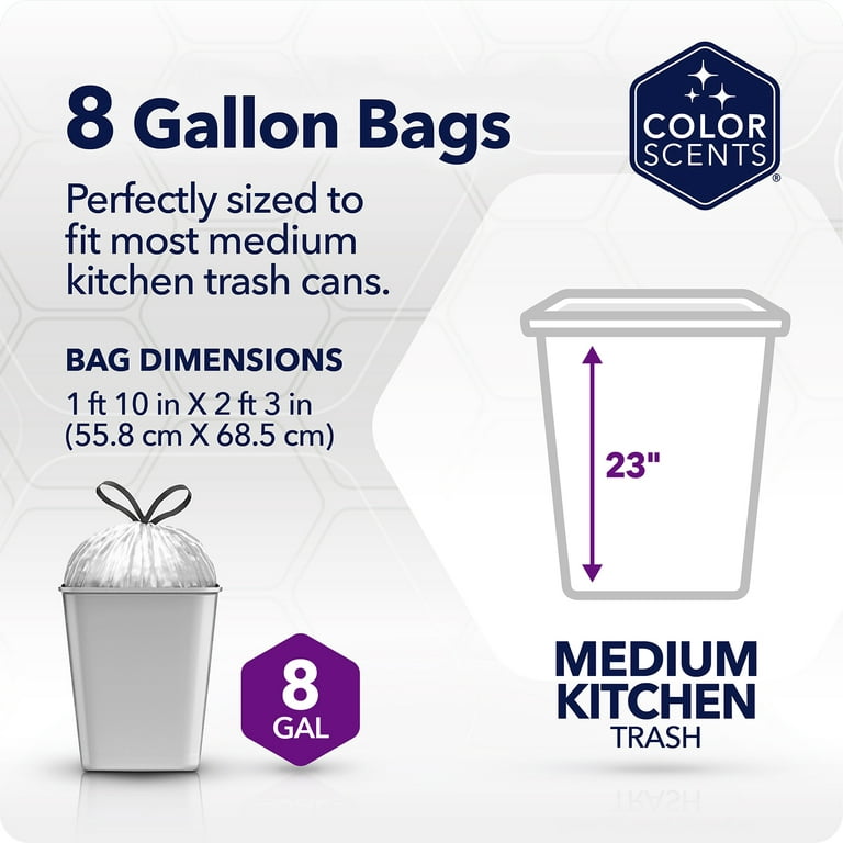 8 Gallon/150pcs Medium Trash Bags, FORID Colorful Clear Garbage